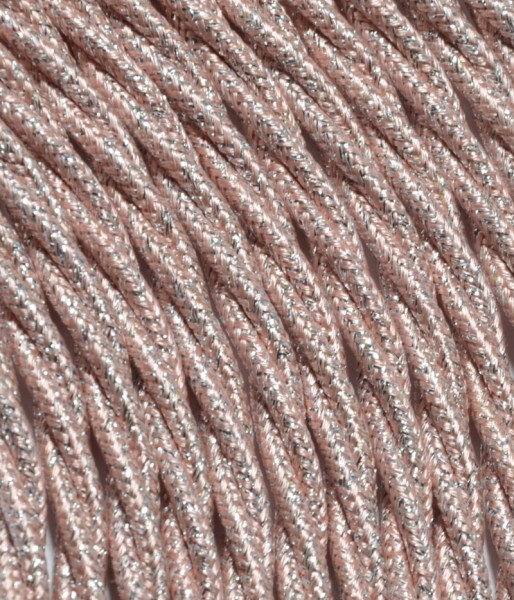Textilkabel pink metallic verdrillt TR457, 3 x 0,75mm²
