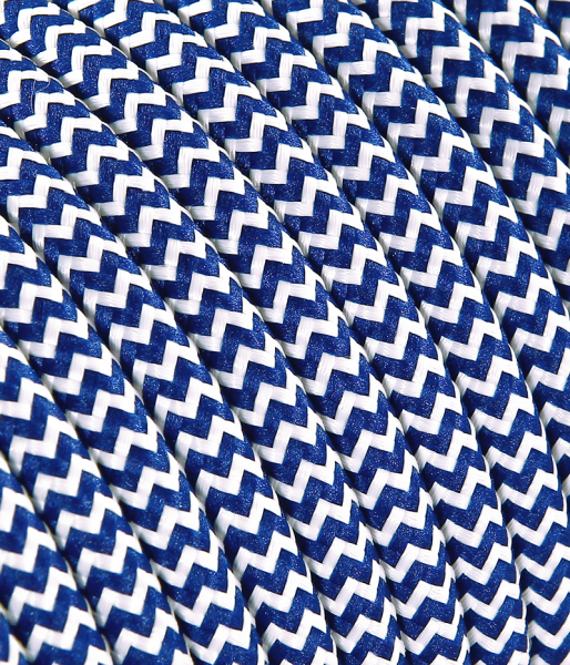 Textilkabel blau/weiss "Zick-Zack" TO110, 3 x 0,75mm²