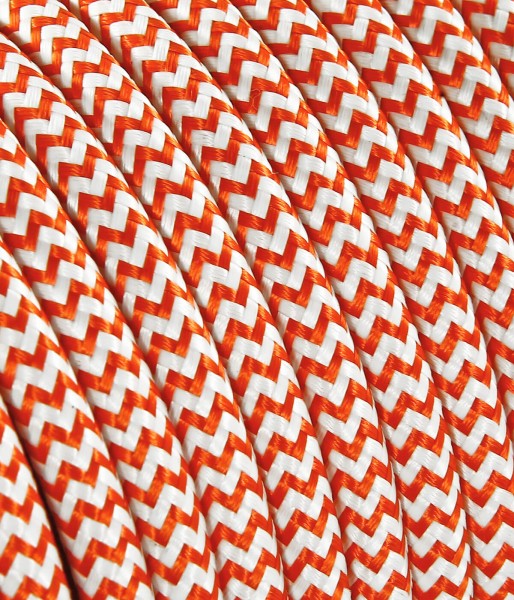 Textilkabel orange/weiss "Zick-Zack" TO105, 3 x 0,75mm²
