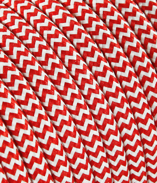 Textilkabel rot/weiss "Zick-Zack" TO107, 3 x 0,75mm²