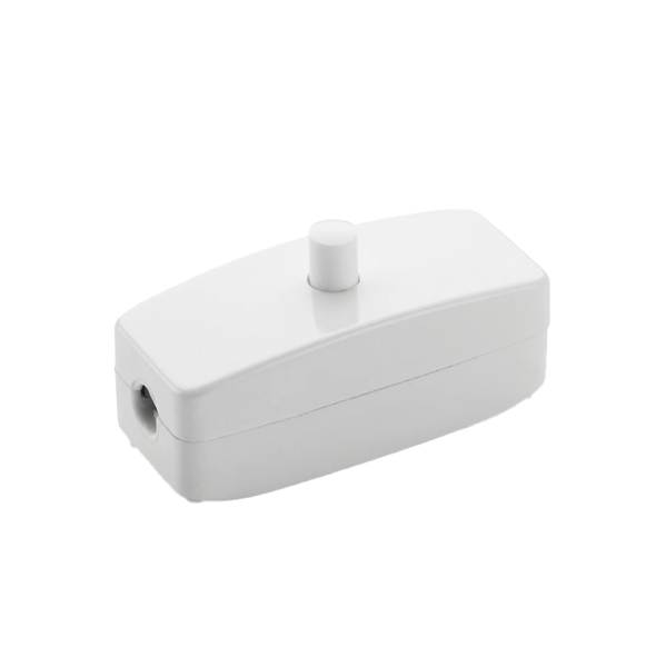 Bakelit Zwischenschalter mit Druckknopf Weiss