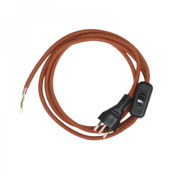 1.8m Anschlusskabel Rostbraun mit Wippzwischenschalter