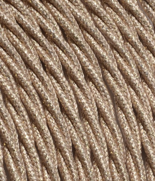 Textilkabel gold metallic verdrillt TR458, 3 x 0,75mm²