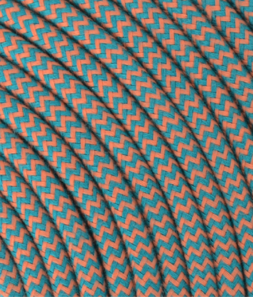 Textilkabel mandarine/smaragdgrün "Zick-Zack" TO439|TO429, 3 x 0,75mm²