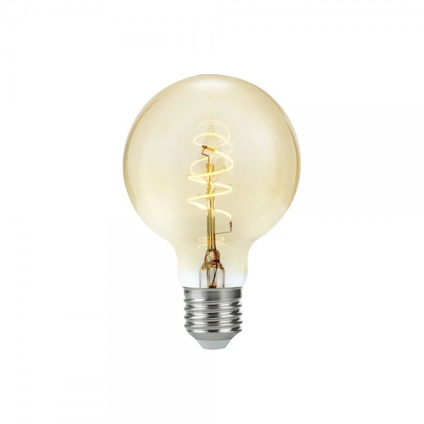 LED E27 Slim Flex Filament Globe G80x120mm 230V 470Lm 4.2W 2200K Gold Dimmbar