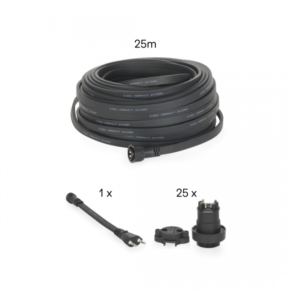 Illu-Lichterketten-Bausatz 25m mit 25 Fassungen E27